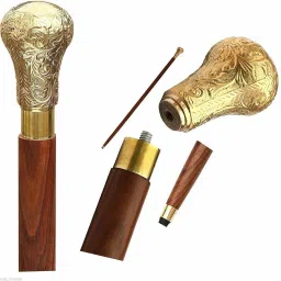 Wooden Walking Stick with Brass Handle Design 36 inches 3 fold pakka sheesham Walking Stick-image-69