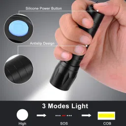mz 3 Mode Rechargeable Super Bright Zoom COB USB Mini Pocket Flashlight Torch image 2