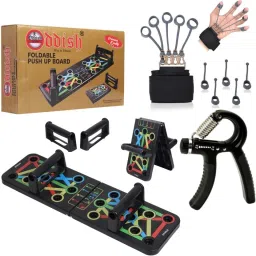Push Up Board System, 15 in 1 AND HAND GRIP AND FINGER GRIPPER COMBO PACK Fitness Accessory Kit Kit-image-47