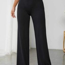 next one Women Loose Fit Black Lycra Blend Trousers-picture-5