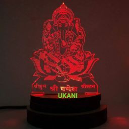 ukani 3D USB Ganesh Ji Lamp Night Lamp for Car/Office/Desktop/Gift/Table Top 7 Color Change Light Size 3 Inch Table Lamp image 3