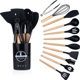 12-Pcs Silicone Spatula Cooking Set with Wooden Handles for Non-Stick Cookware Kitchen Tool Set-image-83