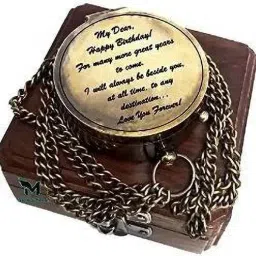 Brass 2 inch Birthday Gift Compass with Wooden Box Compass-10