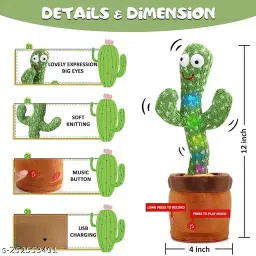 magic toys Dancing Cactus with Lights Up Talking Singing Toy Decoration image 5