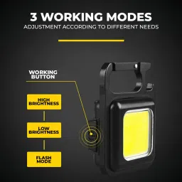 wrader USB Rechargeable Keychain Torch Light COB Flashlight Shower Night Torch Light Shower Laser Light image 2