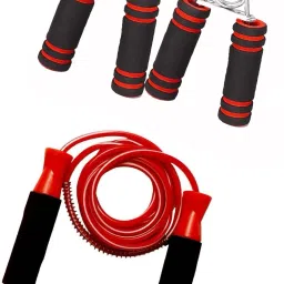 Sports & Fitness Ball Bearing Foam Handle Jump Rope & 2Pcs. Hand Grips Fitness Accessory Kit Kit-image-4