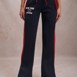 Women Colorblock Dark Blue Track Pants-image-31