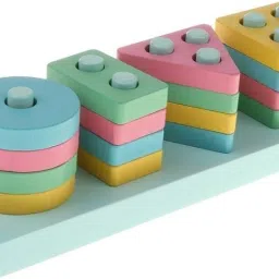Wooden 4 Shapes Geometric Board Blocks Sorting and Stacking Montessori Blocks-image-90