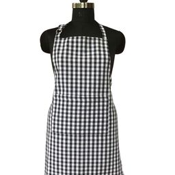 Lushomes Navy Blue & White Checked Cotton Kitchen Chef Apron-28