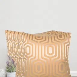 Home Mustard & Gold-Toned Set of 5 Self Design Square Cushion Covers-54
