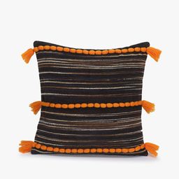 Mezposh Brown & Rust Set of 2 Self Design Tasselled Square Cushion Covers image 3
