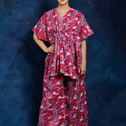 Exotic India Printed Pure Cotton Top With Trouser-picture-42