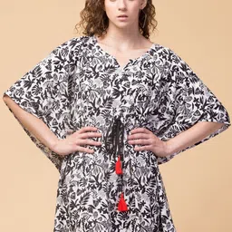 Hive91 Black & Grey Floral Kaftan Dress-image-77