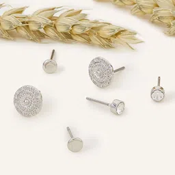 Accessorize London Women Set Of 3 Textured Disc Shaped Studs-98