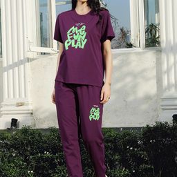 Zeyo Printed Round Neck T-Shirt With Jogger-image-98