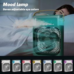 Techking (NEW 15 YEARS WARRANTY) Portable Comfort Mini AC, Table Fan, Desk Fan with USB-Powered, 3 Speed Modes, Mist Function, 7 Colors LED Light, 1/2/3 H Timer - for Home_Multicolor image 4