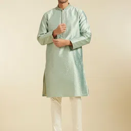Diwas by Manyavar Geometric Embroidered Mandarin Collar Thread Work Straight Kurta-image-85