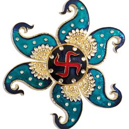 Kala Samarpan Green & Red Meenakari Foldable Rangoli With Centerpiece-14
