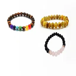 Divine souvenirs Set Of 3 Unisex Artificial Beaded Elasticated Bracelets-12