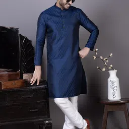 PulseIQ Men Jacquard Straight Kurtas-image-96