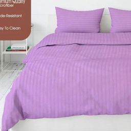 Bedbathandbliss Lavender Striped 300 TC Bedsheet with 2 Pillow Covers-image-14