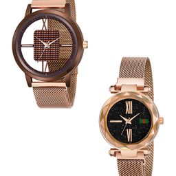 CSAMON Unisex Pack of 2 Round Dial & Stainless Steel Bracelet Style Straps Analogue Watch-image-21