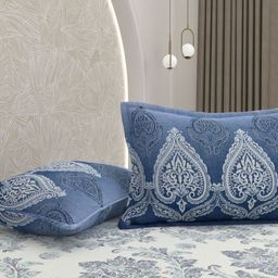 Pure Decor Passion Blue Ethnic Motifs Cotton 240TC Double Queen Bedsheet Set-2.28mX2.54m-image-43