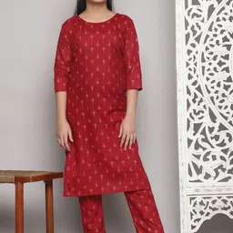 Aika Girls Floral Printed Kurta With Trousers-18