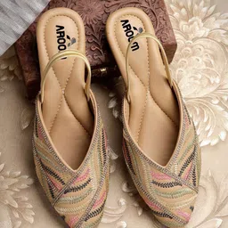 AROOM Women Round Toe Embellished Mules-image-55