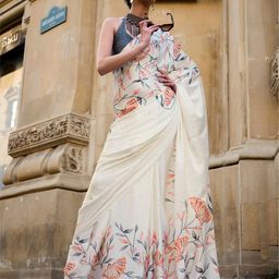 ODETTE Floral Satin Saree-image-21