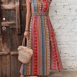 StyleCast x Revolte Women Bohemian Printed V-Neck Fit & Flare Maxi Dress-picture-12