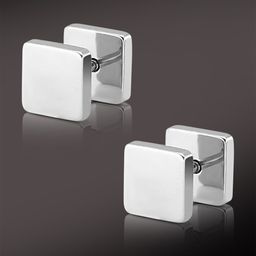 Peora Men Stainless Steel Silver Plated Double Sided Studs-image-2