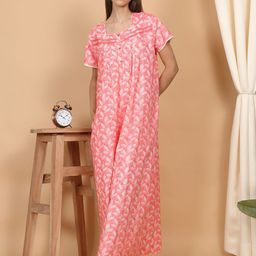 Sweet Dreams Women Floral Printed Pure Cotton Maxi Nightdress-image-97
