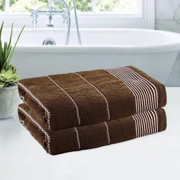 Myntra Elegant Homes Brown & White 2 Cotton 450 GSM Bath Towel-24