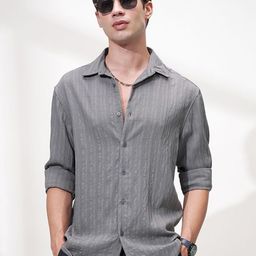 HIGHLANDER Men Comfort Opaque Striped Casual Shirt-image-64