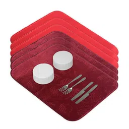 Kuber Industries 6-Pcs Maroon & Red Non Slip Dish Drying Mats-70