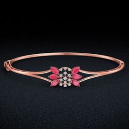 Joyalukkas 18KT Rose Gold Captivating Diamond Studded Bracelets -5.19g-picture-0