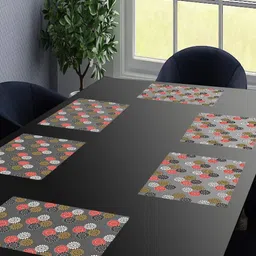 LooMantha Transparent  & Black 6 Pieces Printed Rectangular Table Placemats image 1