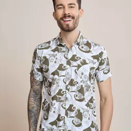 choiceit Men Regular Fit Spread Collar Abstract Printed Cotton Casual Shirt-image-88