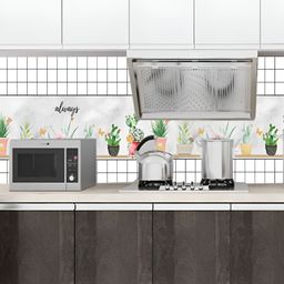 Asian royal White & Black Checked Printed Self-Adhesive Wall Sticker-14