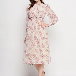 Madame Women Floral Printed A-Line Dress-image-62