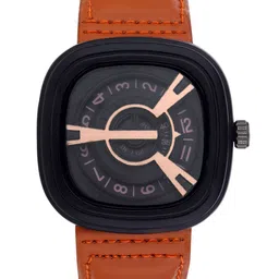 PERUCCI Men Brass Printed Dial & Leather Straps Analogue Watch sh_Squar Brown Seven-picture-48