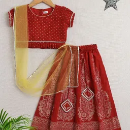 The Magic Wand Girls Embellished Sequinned Ready to Wear Lehenga & Blouse With Dupatta-picture-11