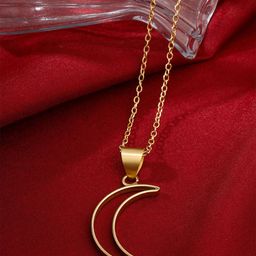 Yellow Chimes Gold-Plated Moon Shaped Charm Pendant Chain-picture-7