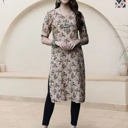 HERE&NOW Selection Of 2 Floral Printed Round Neck Straight Kurtas-picture-40