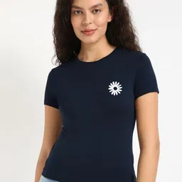 Moda Rapido Women Floral Printed Round Neck Cotton T-shirt-picture-15