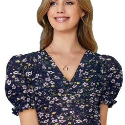 BAESD Women Floral Printed V-Neck Blouson Top-picture-15