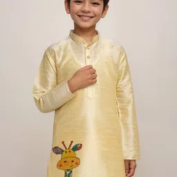 DEVOILER Boys Regular Dupion Silk Kurta with Churidar image 5