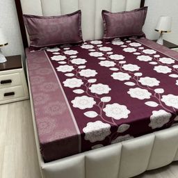 Pure Decor Passion Fur Maroon Printed 300 TC Pure Cotton Queen Bedsheet Set 2.54M x 2.28 M-image-100