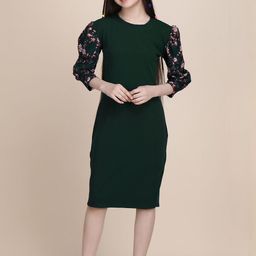 YK Puff Sleeve Formal Fit & Flare Dress-58